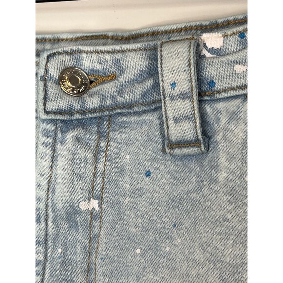 Wild Fable Shorts Womens 8 Blue Jean Denim High Rise Utility Fray Paint Splatter - Picture 14 of 16